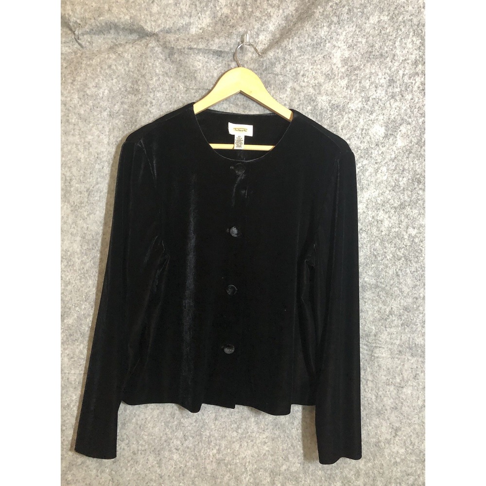 Talbots Blazer Womens 12 Silky Black Velour Lined Party Office Career Holiday